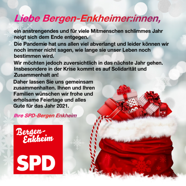 Die SPD-Bergen-Enkheim wünscht frohe Weihnachten!